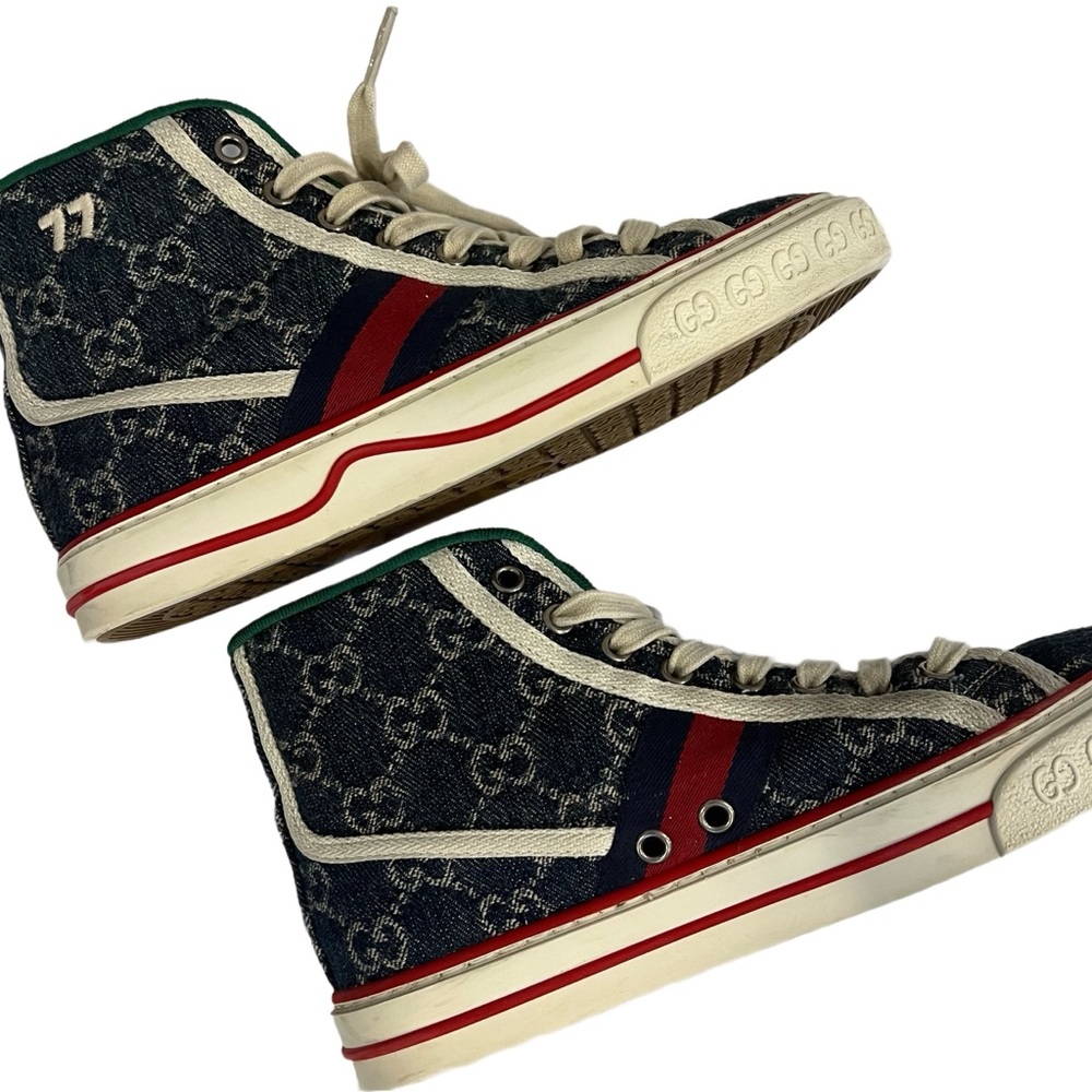 Gucci 1977 Denim High-Tops - Blue, Red, and Green - Picture 4 of 11